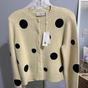 Tory Burch Alpaca Blend Appliquéd Polka Dot Cardigan